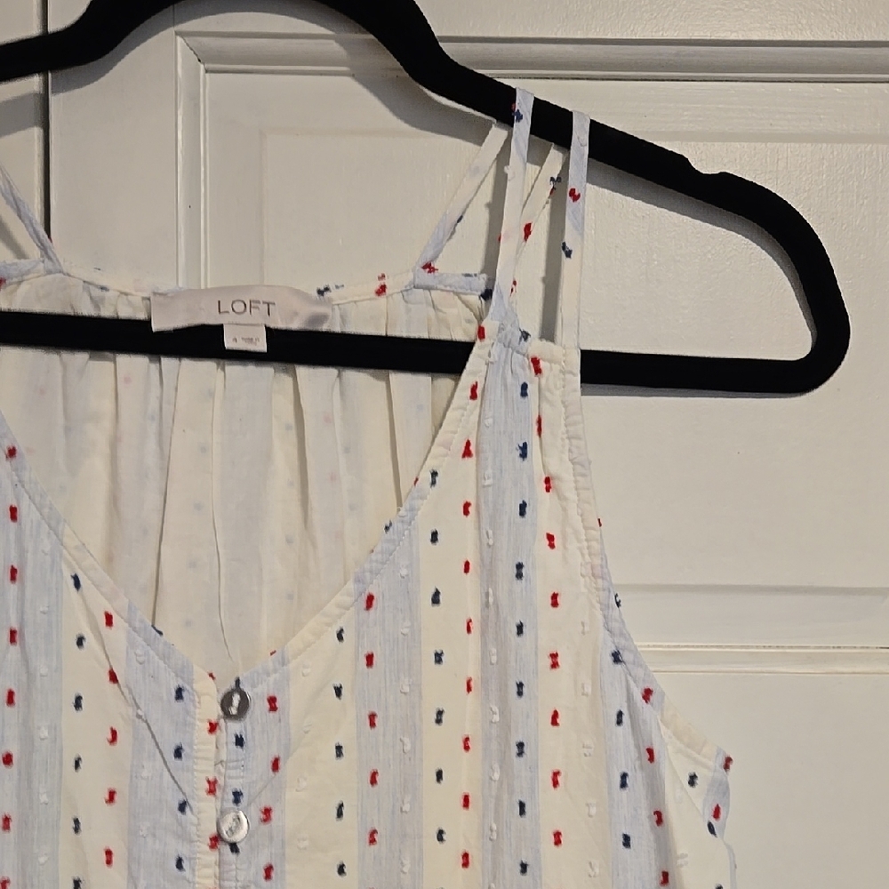LOFT Sundress Red, White, and Blue Size 4 100% Cotton - Picture 3 of 10